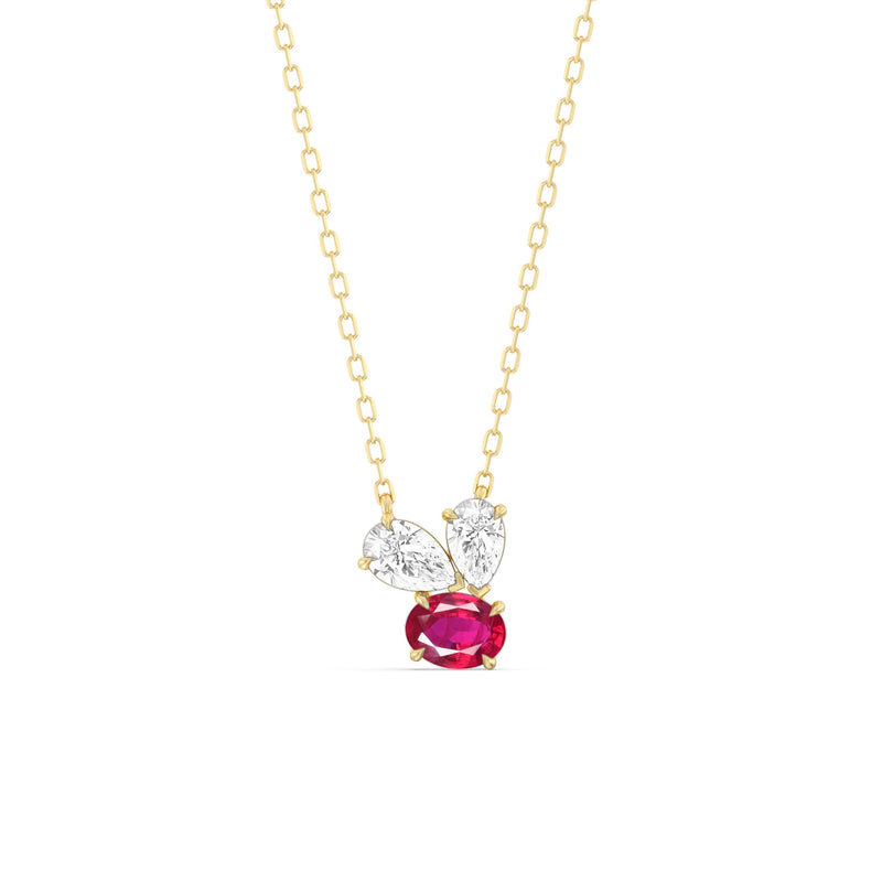 Ruby and Diamond Stardust Cluster Necklace