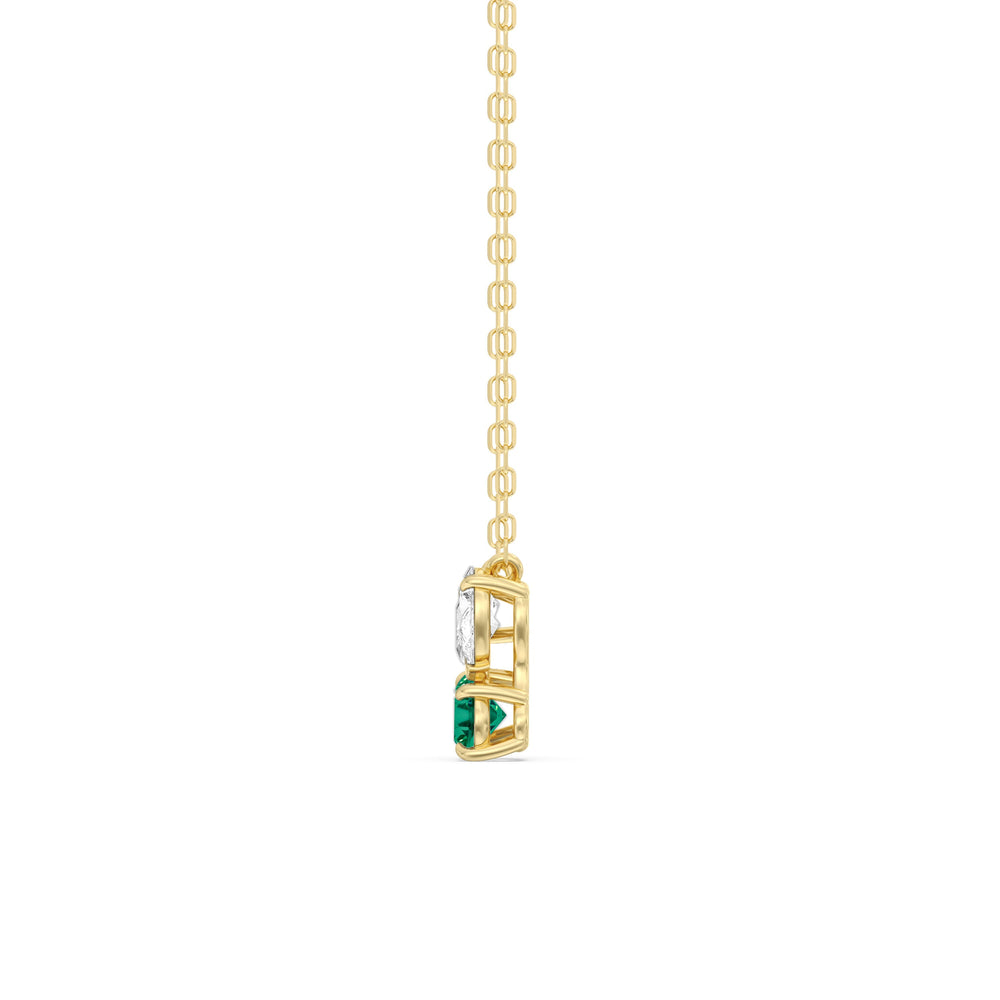 Emerald and Diamond Stardust Cluster Necklace with 14KT Yellow Gold Cut Diamond in 14KT Yellow Gold view 3
