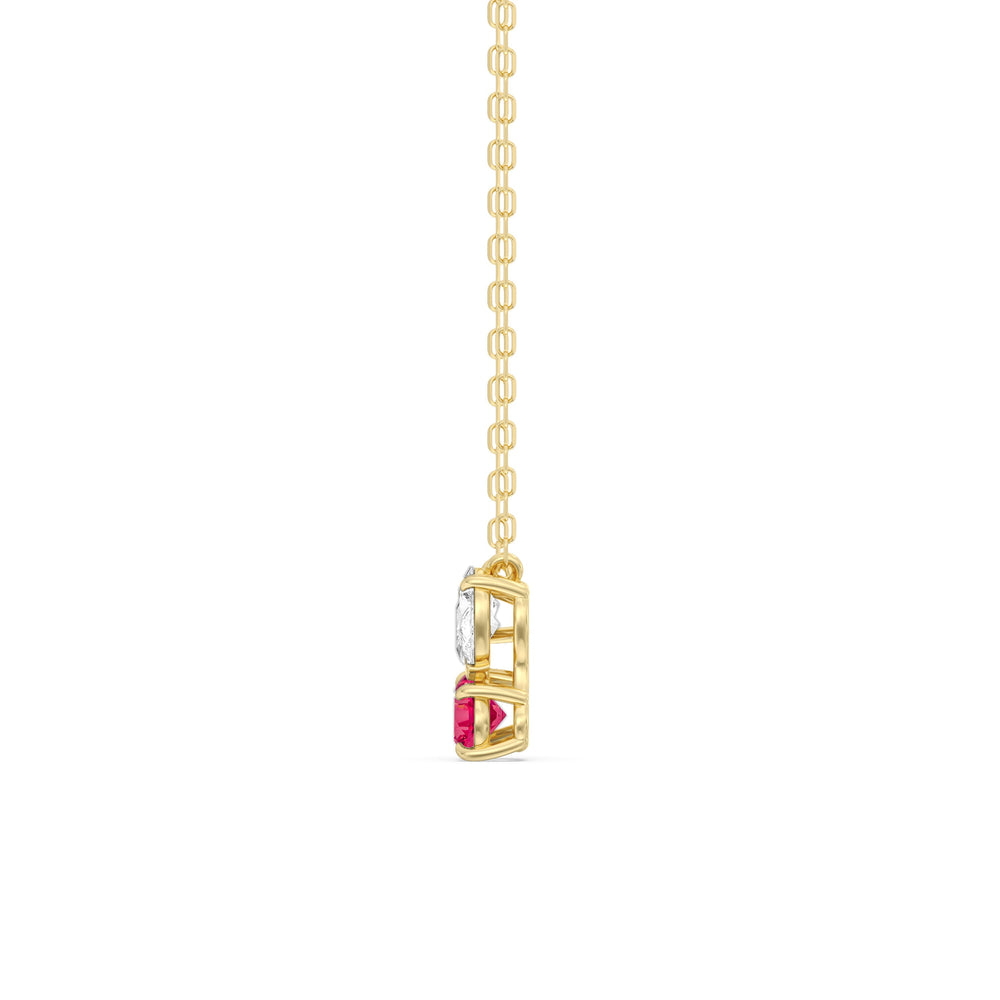 Ruby and Diamond Stardust Cluster Necklace with 14KT Yellow Gold Cut Diamond in 14KT Yellow Gold view 4
