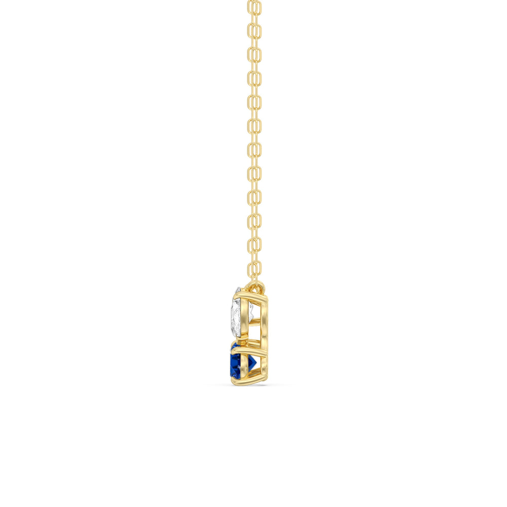 Sapphire and Diamond Stardust Cluster Necklace with 14KT Yellow Gold Cut Diamond in 14KT Yellow Gold view 3
