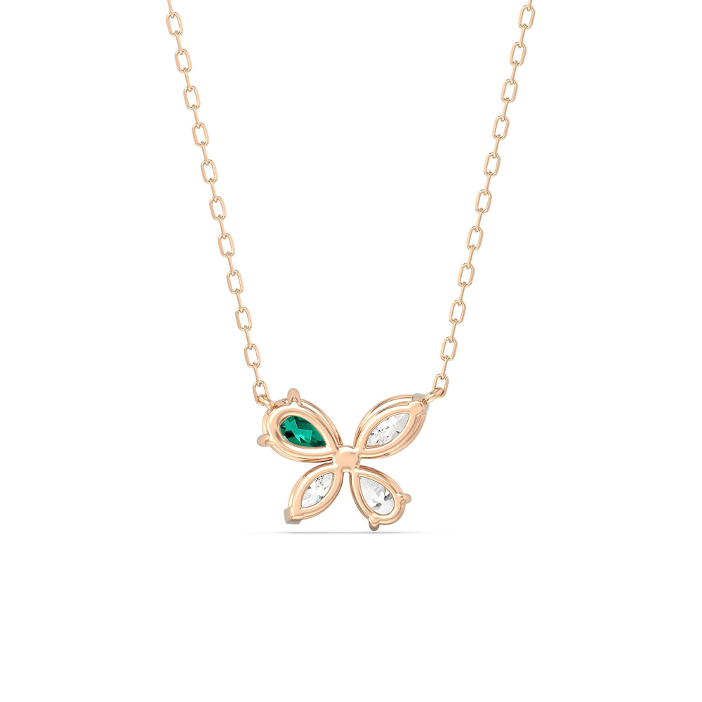 Emerald Marsilea Necklace with 14KT Yellow Gold Cut Diamond in 14KT Yellow Gold view 4
