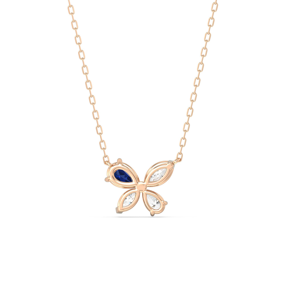 Sapphire Marsilea Necklace with 14KT Rose Gold Cut Diamond in 14KT Rose Gold view 4
