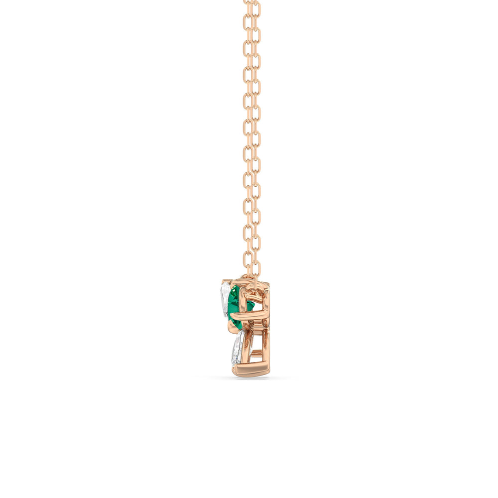 Emerald Marsilea Necklace with 14KT Yellow Gold Cut Diamond in 14KT Yellow Gold view 3
