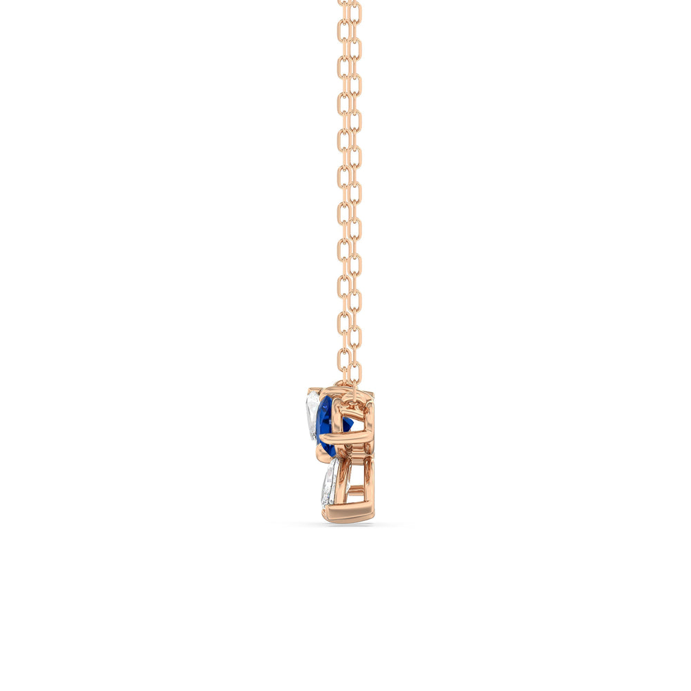 Sapphire Marsilea Necklace with 14KT Rose Gold Cut Diamond in 14KT Rose Gold view 3
