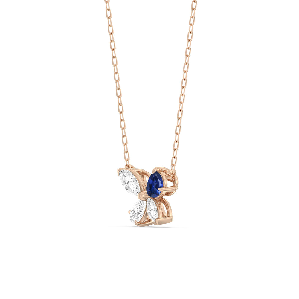Sapphire Marsilea Necklace with 14KT Rose Gold Cut Diamond in 14KT Rose Gold view 2
