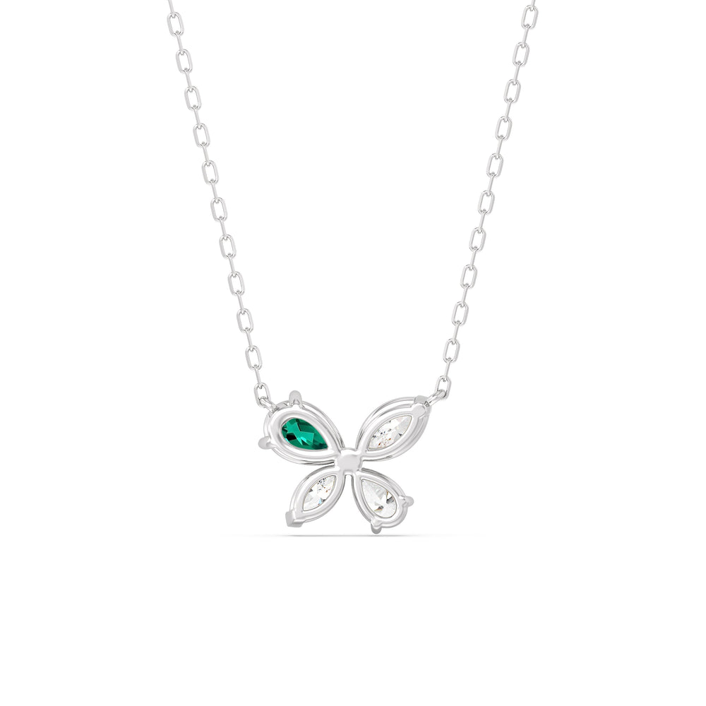 Emerald Marsilea Necklace with 14KT White Gold Cut Diamond in 14KT White Gold view 4
