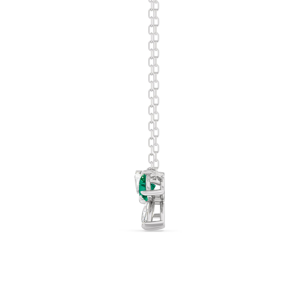 Emerald Marsilea Necklace with 14KT White Gold Cut Diamond in 14KT White Gold view 3
