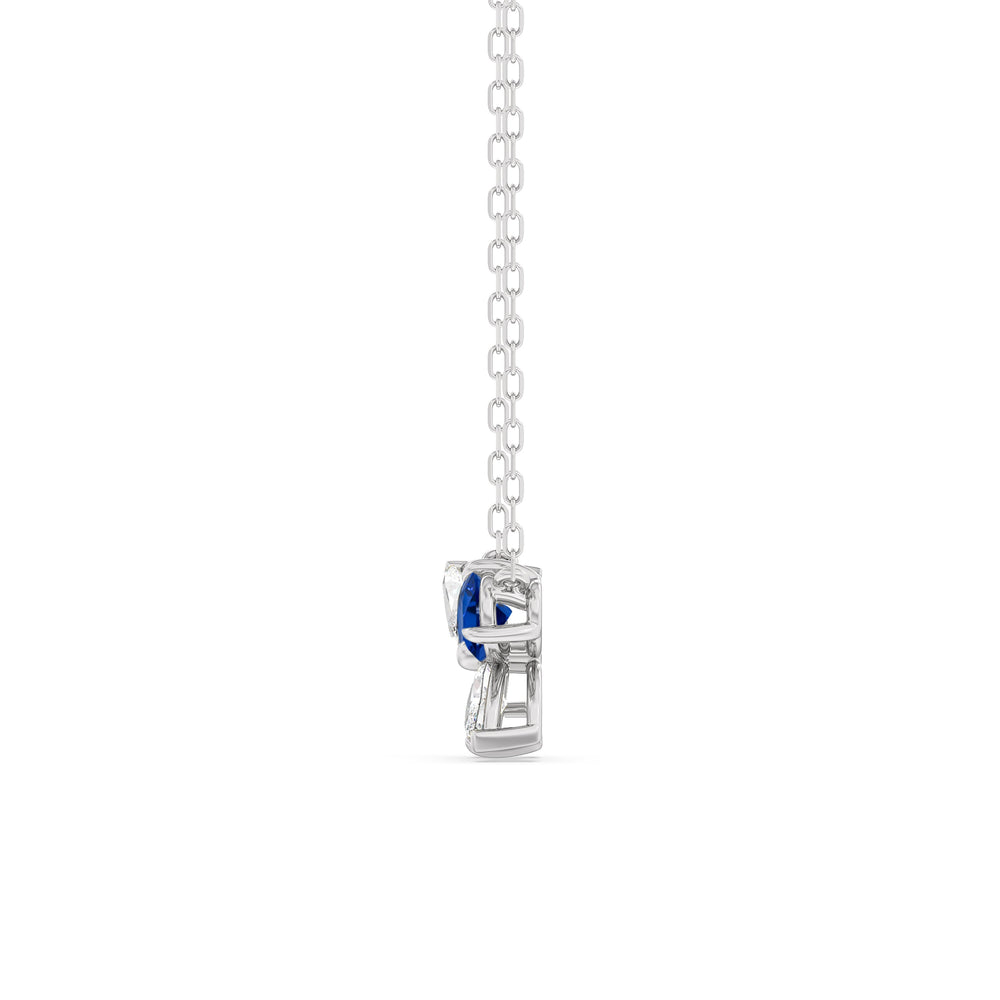 Sapphire Marsilea Necklace with 14KT White Gold Cut Diamond in 14KT White Gold view 3
