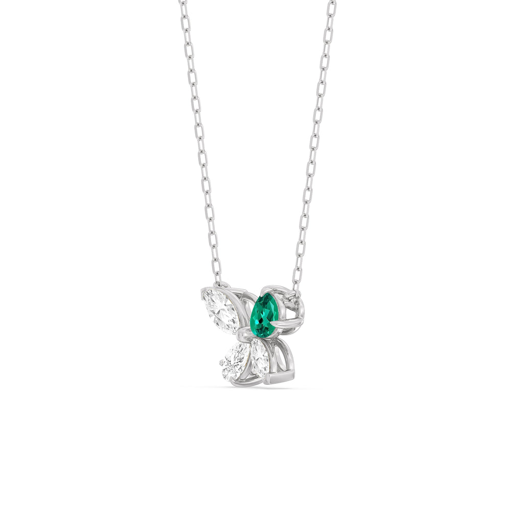 Emerald Marsilea Necklace with 14KT White Gold Cut Diamond in 14KT White Gold view 2
