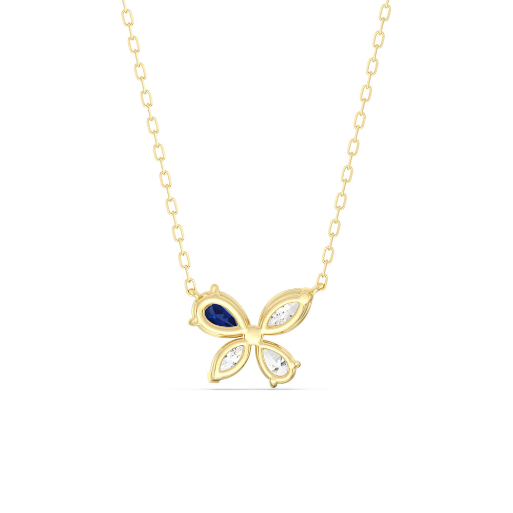 Sapphire Marsilea Necklace with 14KT Yellow Gold Cut Diamond in 14KT Yellow Gold view 4
