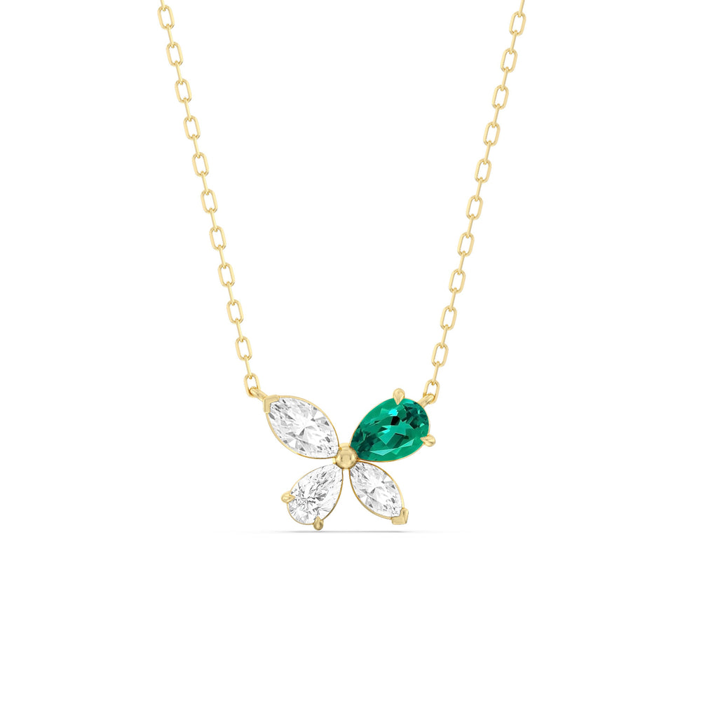 Emerald Marsilea Necklace with 14KT Yellow Gold Cut Diamond in 14KT Yellow Gold view 1
