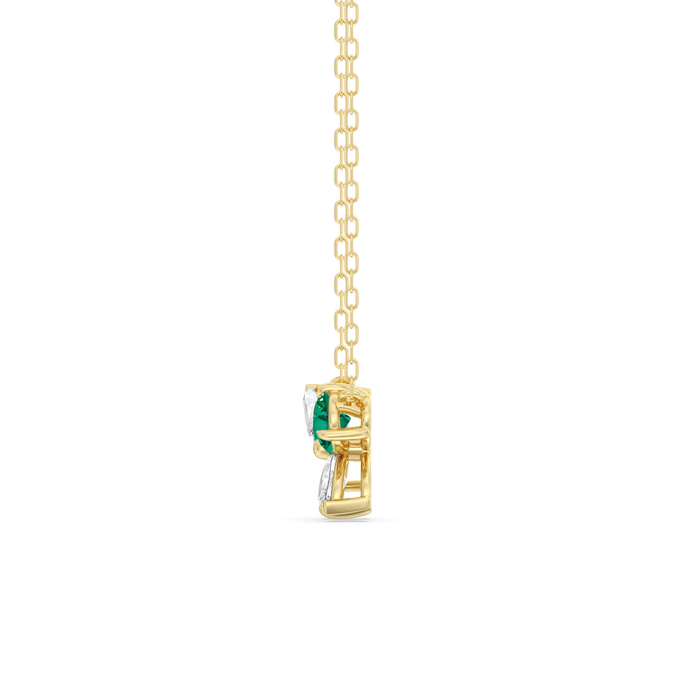 Emerald Marsilea Necklace with 14KT Rose Gold Cut Diamond in 14KT Rose Gold view 3
