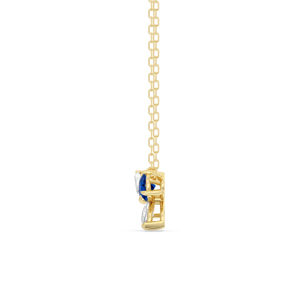 Sapphire Marsilea Necklace with 14KT Yellow Gold Cut Diamond in 14KT Yellow Gold view 3
