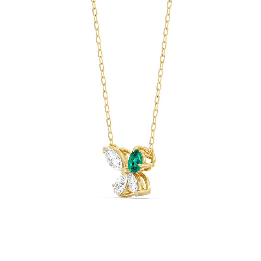 Emerald Marsilea Necklace with 14KT Rose Gold Cut Diamond in 14KT Rose Gold view 2
