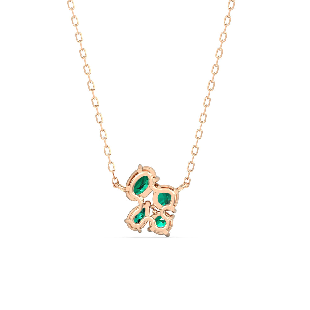 Emerald Brilliant Cluster Necklace with 14KT Rose Gold Cut Diamond in 14KT Rose Gold view 4
