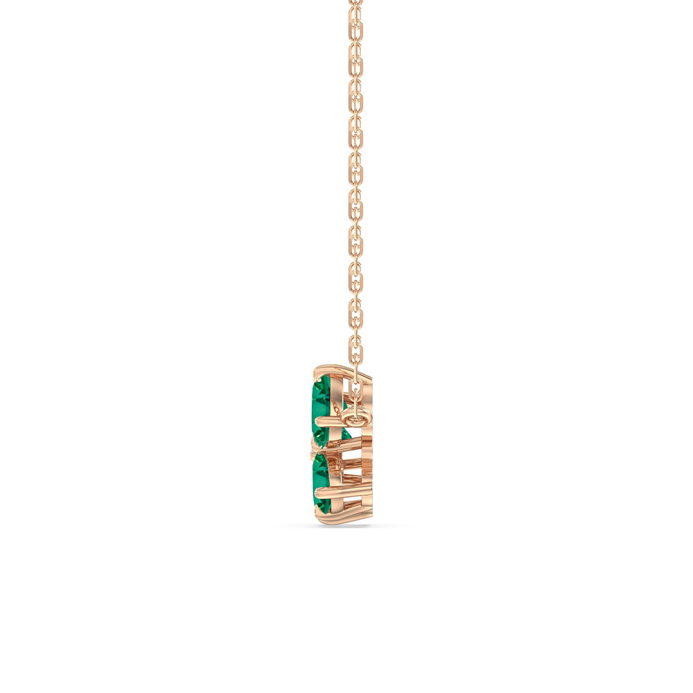 Emerald Brilliant Cluster Necklace with 14KT Rose Gold Cut Diamond in 14KT Rose Gold view 3
