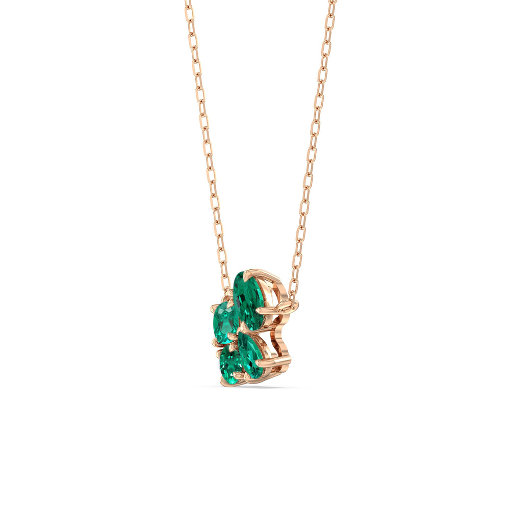 Emerald Brilliant Cluster Necklace with 14KT Rose Gold Cut Diamond in 14KT Rose Gold view 2
