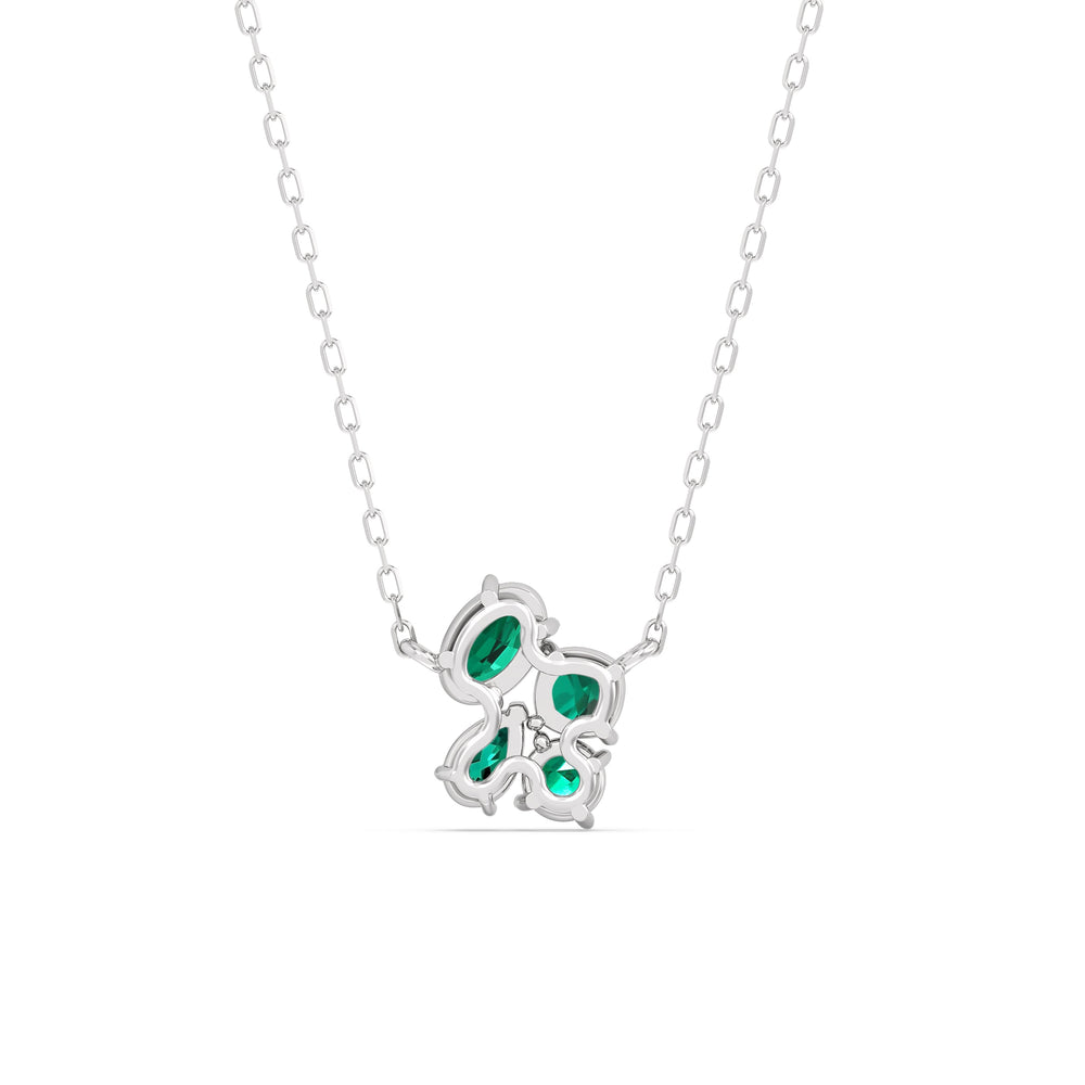 Emerald Brilliant Cluster Necklace with 14KT White Gold Cut Diamond in 14KT White Gold view 4
