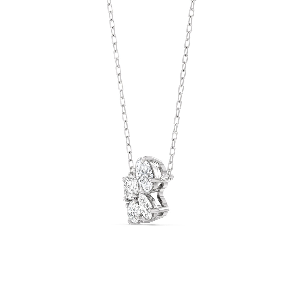 Brilliant Cluster Diamond Necklace with 14KT White Gold / Lab / 1 Cut Diamond in 14KT White Gold / Lab / 1 view 2
