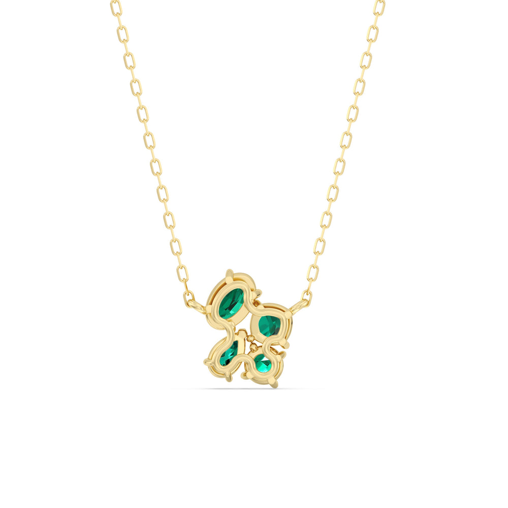 Emerald Brilliant Cluster Necklace with 14KT Yellow Gold Cut Diamond in 14KT Yellow Gold view 4
