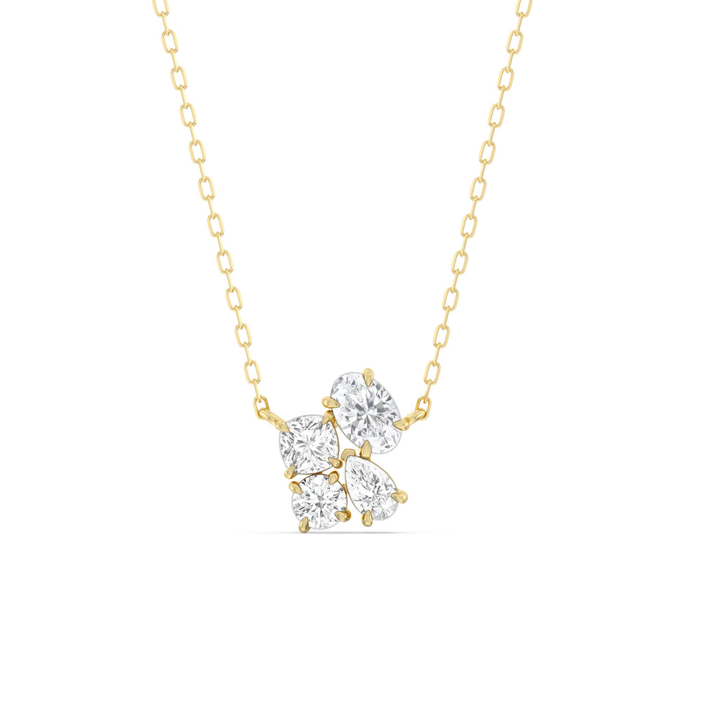 Brilliant Cluster Diamond Necklace with 14KT Yellow Gold / Lab / 1 Cut Diamond in 14KT Yellow Gold / Lab / 1 view 1

