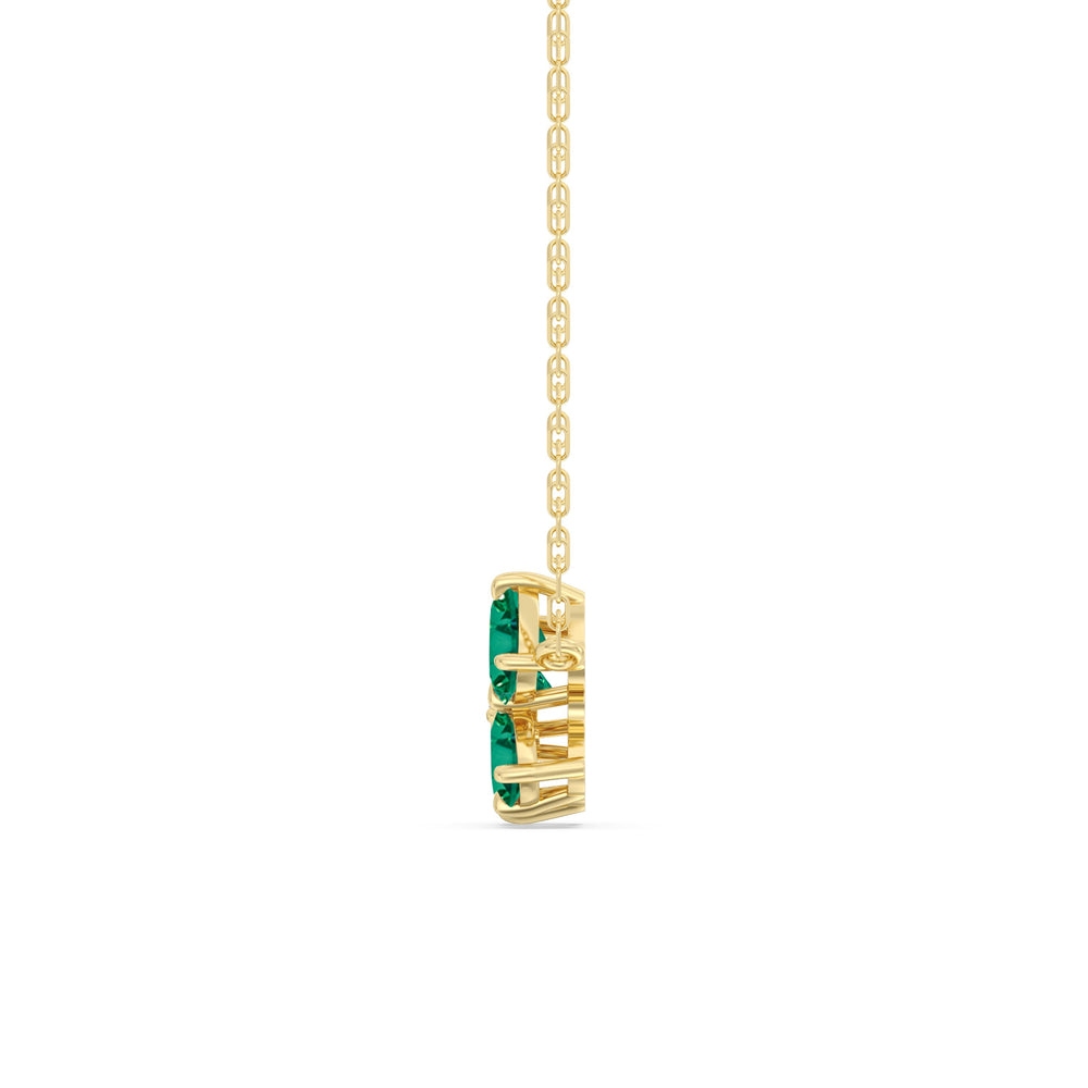Emerald Brilliant Cluster Necklace with 14KT Yellow Gold Cut Diamond in 14KT Yellow Gold view 3
