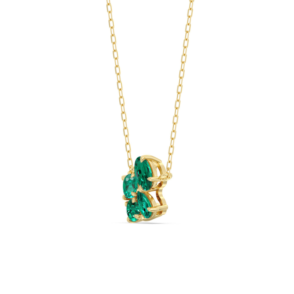 Emerald Brilliant Cluster Necklace with 14KT Yellow Gold Cut Diamond in 14KT Yellow Gold view 2
