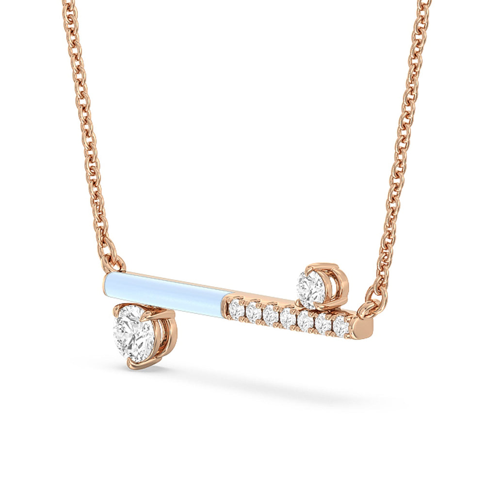 Diamond Accent Bar Necklace in Ceramic with 14KT Rose Gold / Mist / 3/8 Cut Diamond in 14KT Rose Gold / Mist / 3/8 view 2
