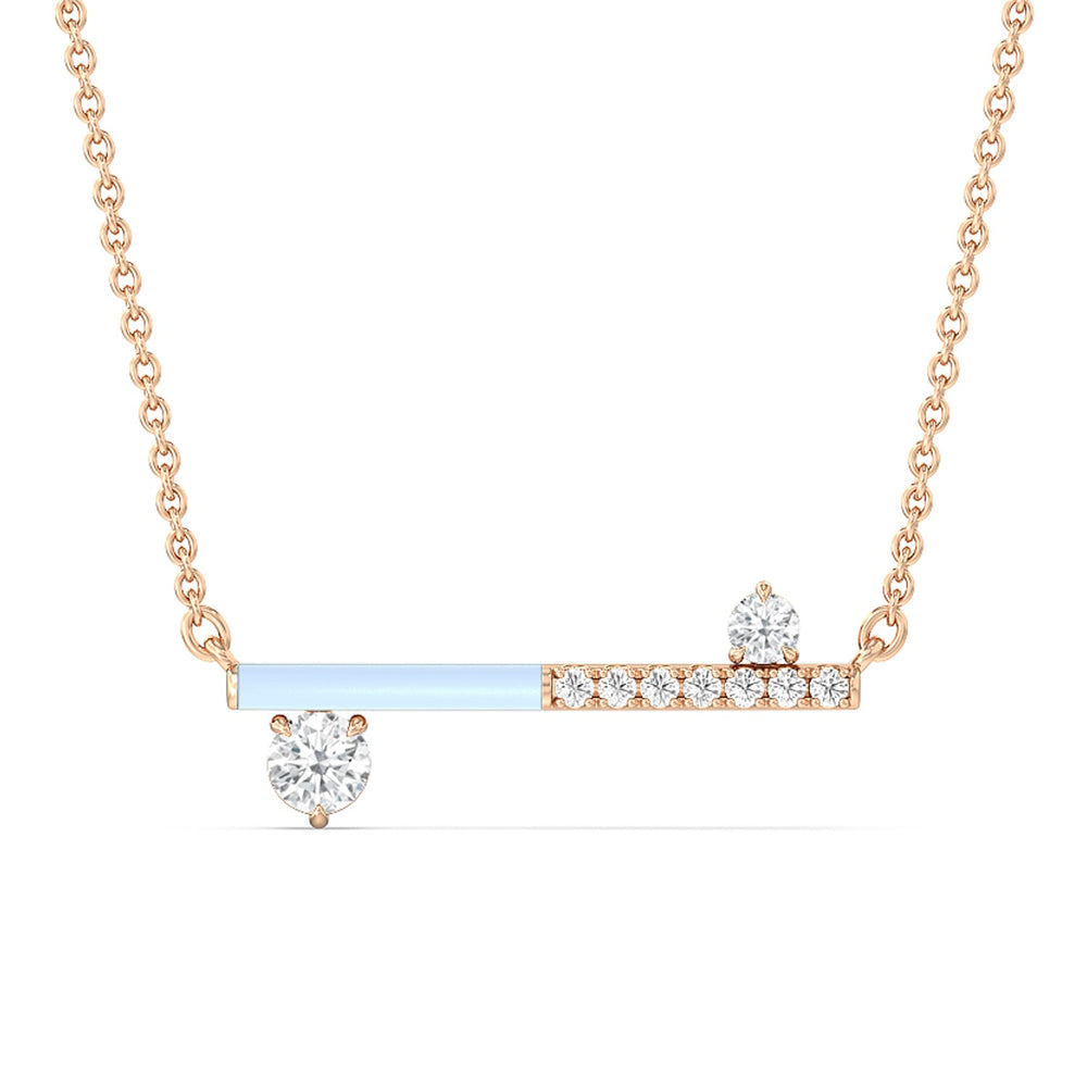 Diamond Accent Bar Necklace in Ceramic with 14KT Rose Gold / Mist / 3/8 Cut Diamond in 14KT Rose Gold / Mist / 3/8 view 1
