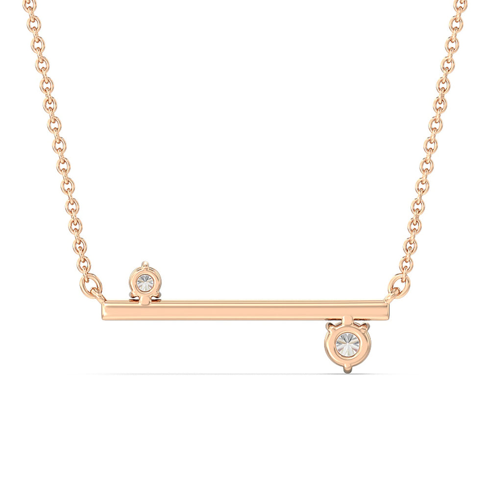 Diamond Accent Bar Necklace in Ceramic with 14KT Rose Gold / Lavender Rose / 3/8 Cut Diamond in 14KT Rose Gold / Lavender Rose / 3/8 view 4
