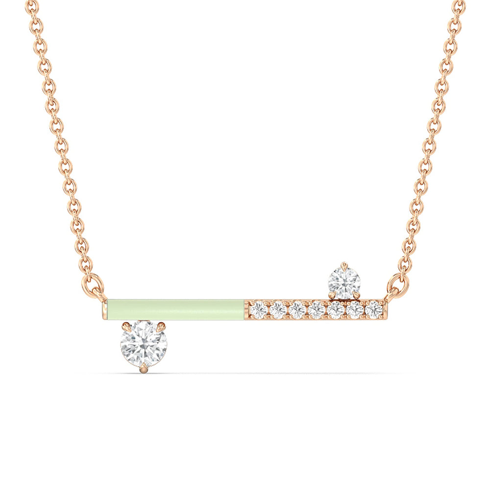 Diamond Accent Bar Necklace in Ceramic with 14KT Rose Gold / Olive / 3/8 Cut Diamond in 14KT Rose Gold / Olive / 3/8 view 1
