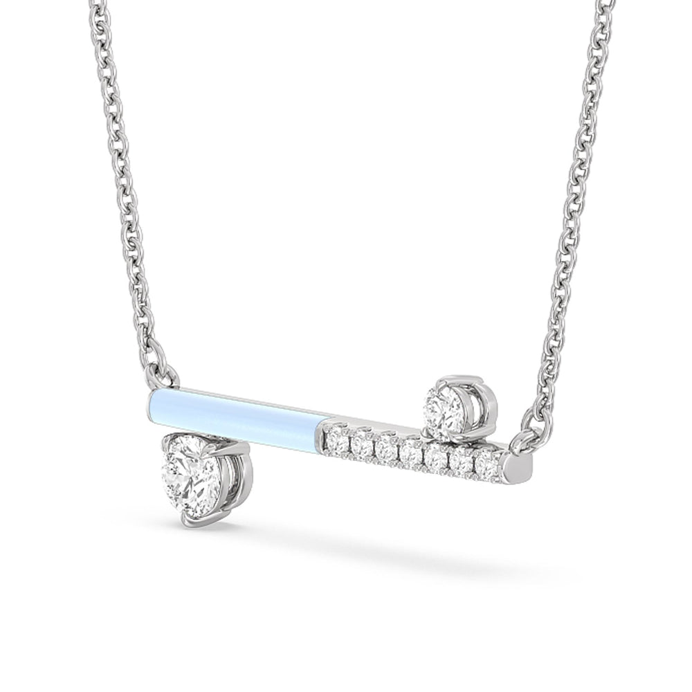 Diamond Accent Bar Necklace in Ceramic with 14KT White Gold / Mist / 3/8 Cut Diamond in 14KT White Gold / Mist / 3/8 view 2
