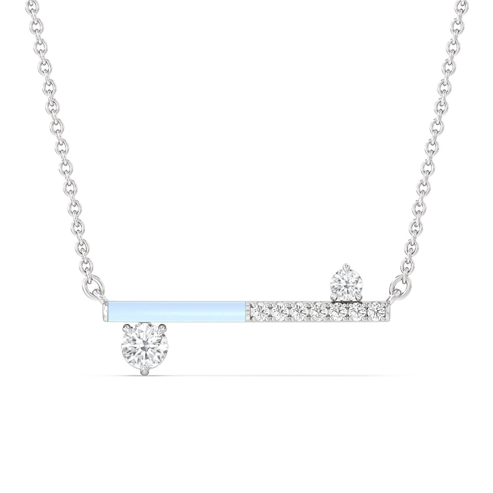 Diamond Accent Bar Necklace in Ceramic with 14KT White Gold / Mist / 3/8 Cut Diamond in 14KT White Gold / Mist / 3/8 view 1
