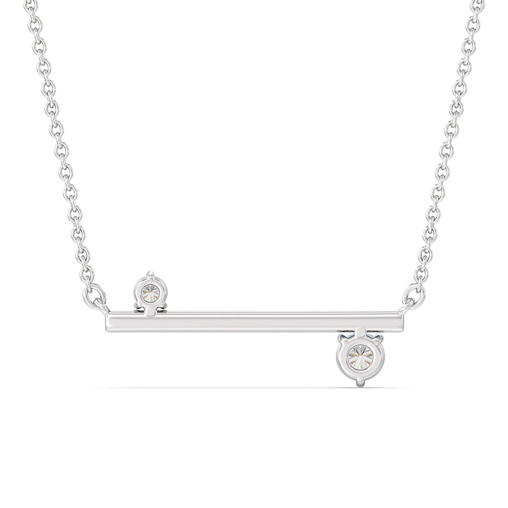 Diamond Accent Bar Necklace in Ceramic with 14KT White Gold / Lavender Rose / 3/8 Cut Diamond in 14KT White Gold / Lavender Rose / 3/8 view 4
