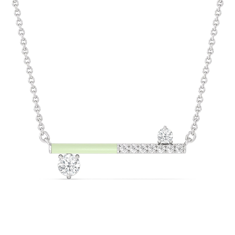 Diamond Accent Bar Necklace in Ceramic with 14KT White Gold / Olive / 3/8 Cut Diamond in 14KT White Gold / Olive / 3/8 view 1
