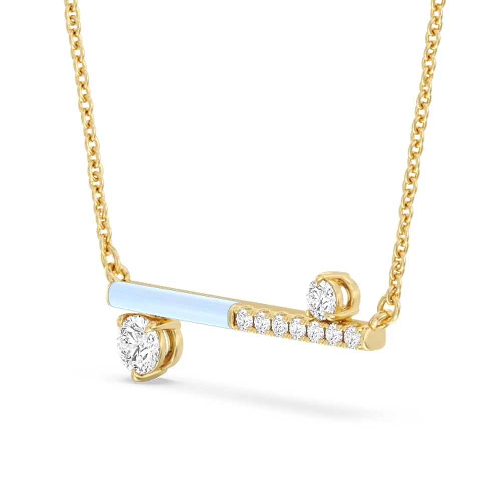 Diamond Accent Bar Necklace in Ceramic with 14KT Yellow Gold / Mist / 3/8 Cut Diamond in 14KT Yellow Gold / Mist / 3/8 view 2
