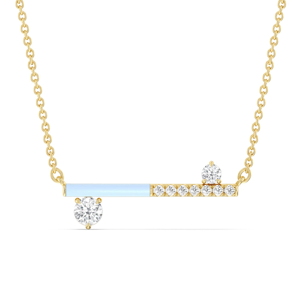 Diamond Accent Bar Necklace in Ceramic with 14KT Yellow Gold / Mist / 3/8 Cut Diamond in 14KT Yellow Gold / Mist / 3/8 view 1
