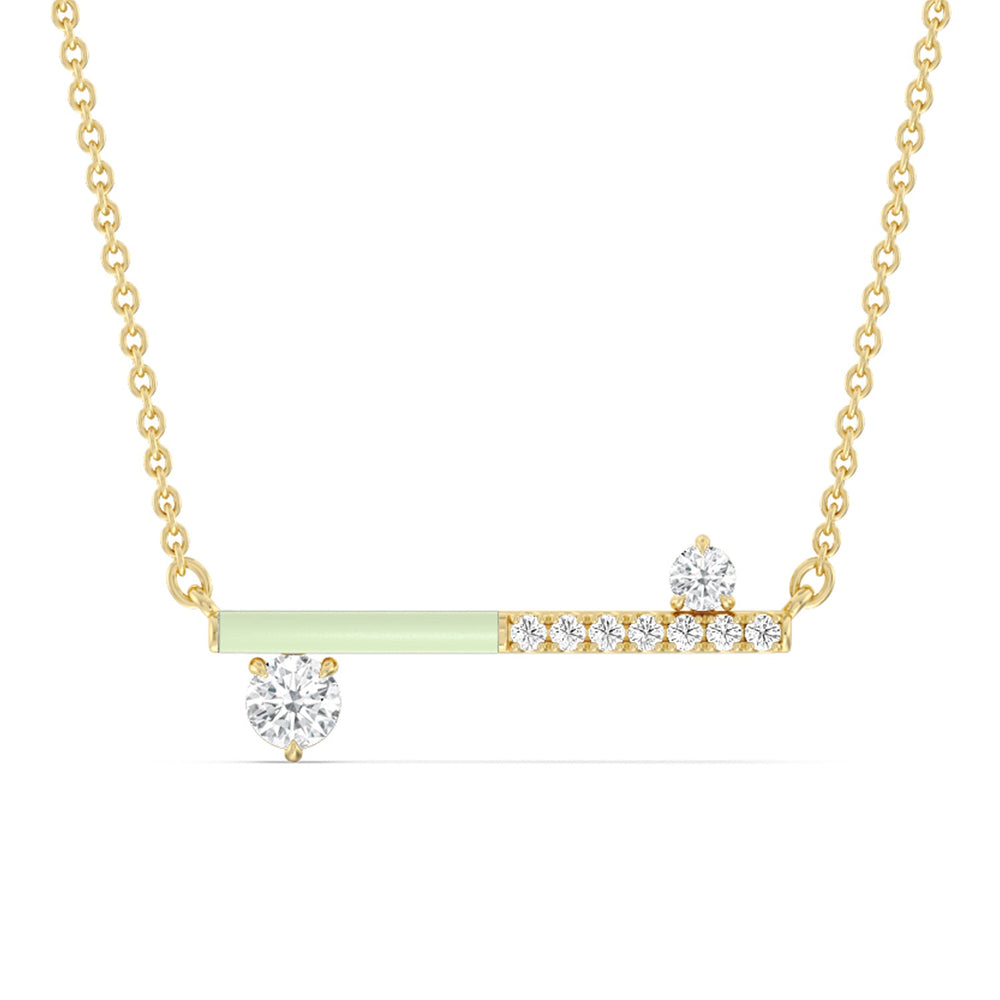 Diamond Accent Bar Necklace in Ceramic with 14KT Yellow Gold / Olive / 3/8 Cut Diamond in 14KT Yellow Gold / Olive / 3/8 view 1
