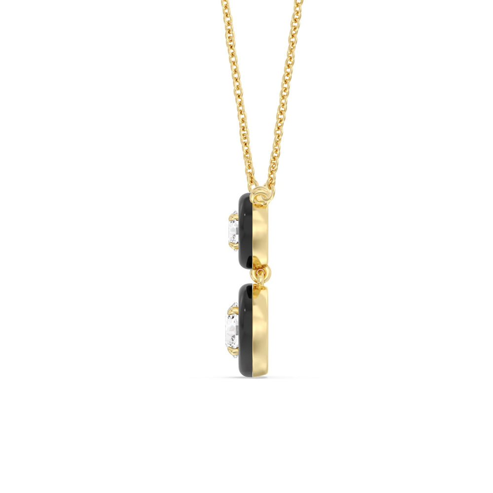 Double Diamond Drop Necklace in Ceramic with 14KT Yellow Gold / Midnight / 1 1/2 Cut Diamond in 14KT Yellow Gold / Midnight / 1 1/2 view 3
