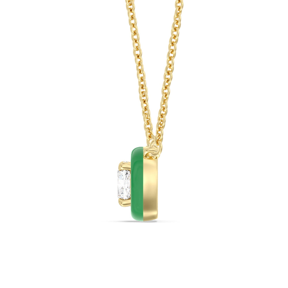 Classic Cushion Bezel Necklace in Ceramic with 14KT Yellow Gold / Evergreen / 1 Cut Diamond in 14KT Yellow Gold / Evergreen / 1 view 3
