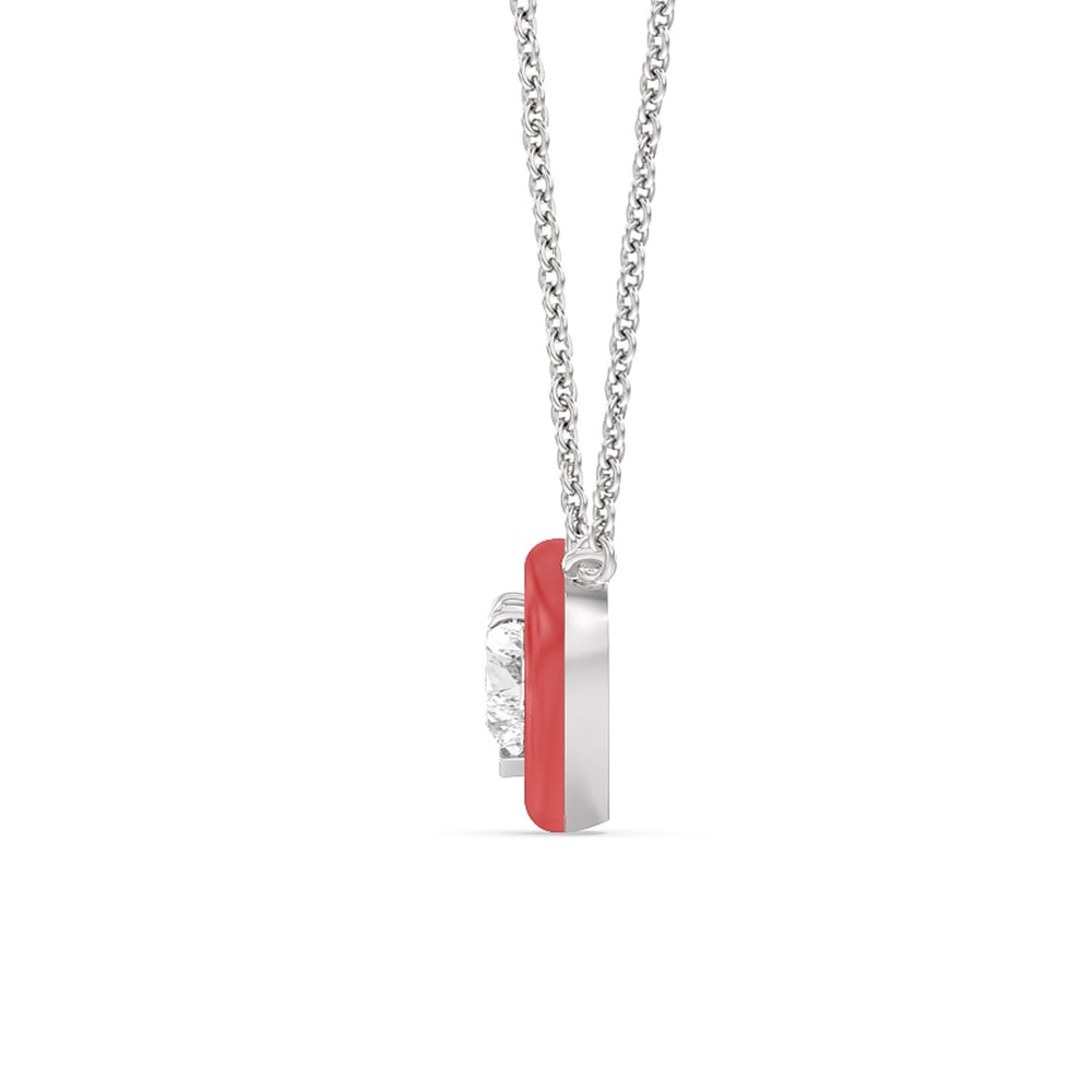 Classic Heart Bezel Necklace in Ceramic with 14KT White Gold / Hibiscus / 1 Cut Diamond in 14KT White Gold / Hibiscus / 1 view 2
