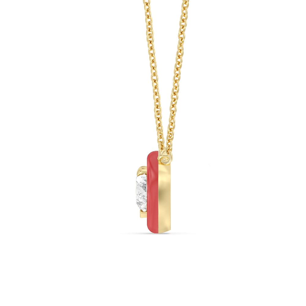 Classic Heart Bezel Necklace in Ceramic with 14KT Yellow Gold / Hibiscus / 1 Cut Diamond in 14KT Yellow Gold / Hibiscus / 1 view 3
