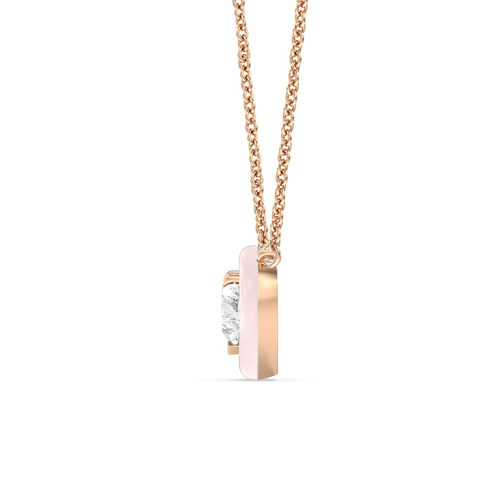 Classic Heart Bezel Necklace in Ceramic with 14KT Rose Gold / Lilac Blush / 1 Cut Diamond in 14KT Rose Gold / Lilac Blush / 1 view 3
