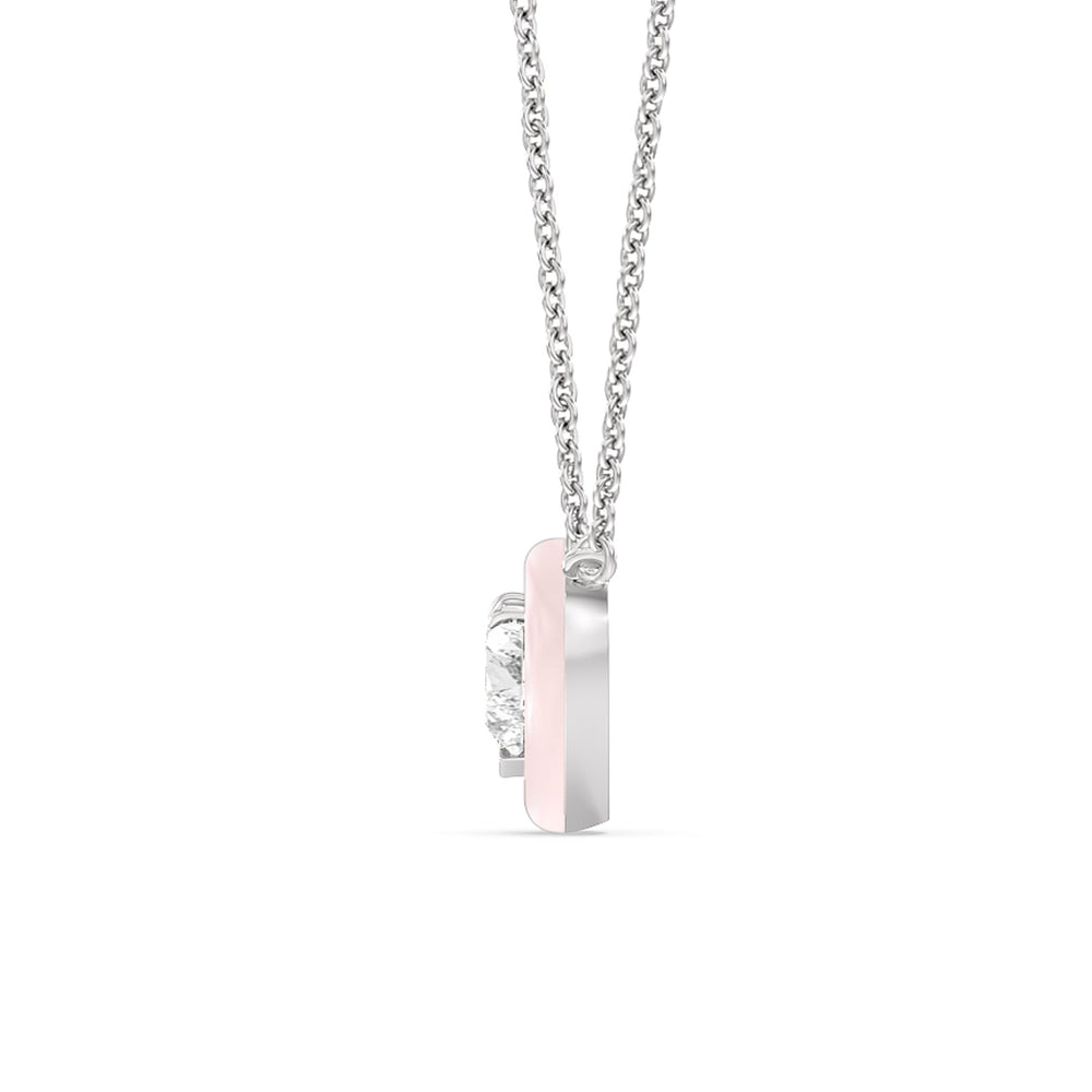 Classic Heart Bezel Necklace in Ceramic with 14KT White Gold / Lilac Blush / 1 Cut Diamond in 14KT White Gold / Lilac Blush / 1 view 3
