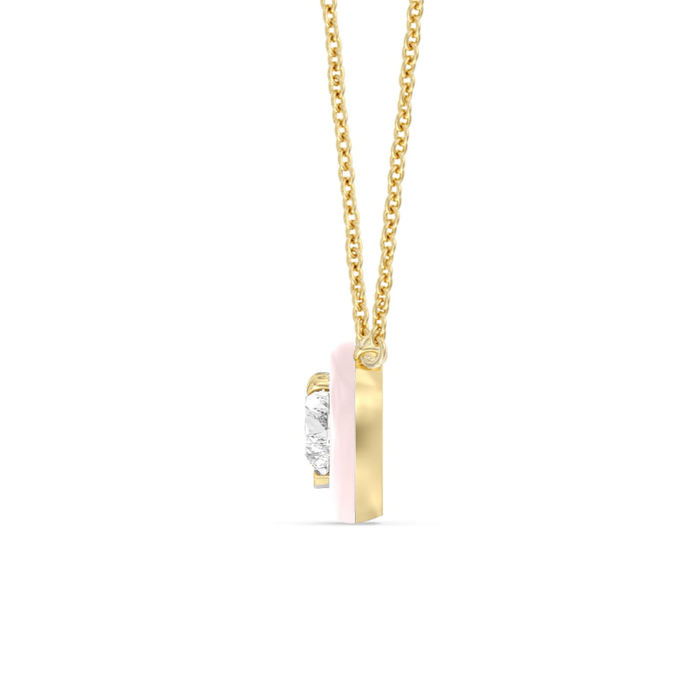 Classic Heart Bezel Necklace in Ceramic with 14KT Yellow Gold / Lilac Blush / 1 Cut Diamond in 14KT Yellow Gold / Lilac Blush / 1 view 3
