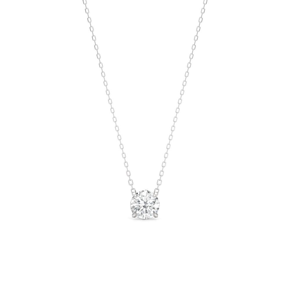 The W Classic Necklace with 14KT White Gold / Lab / 2 Cut Diamond in 14KT White Gold / Lab / 2 view 2
