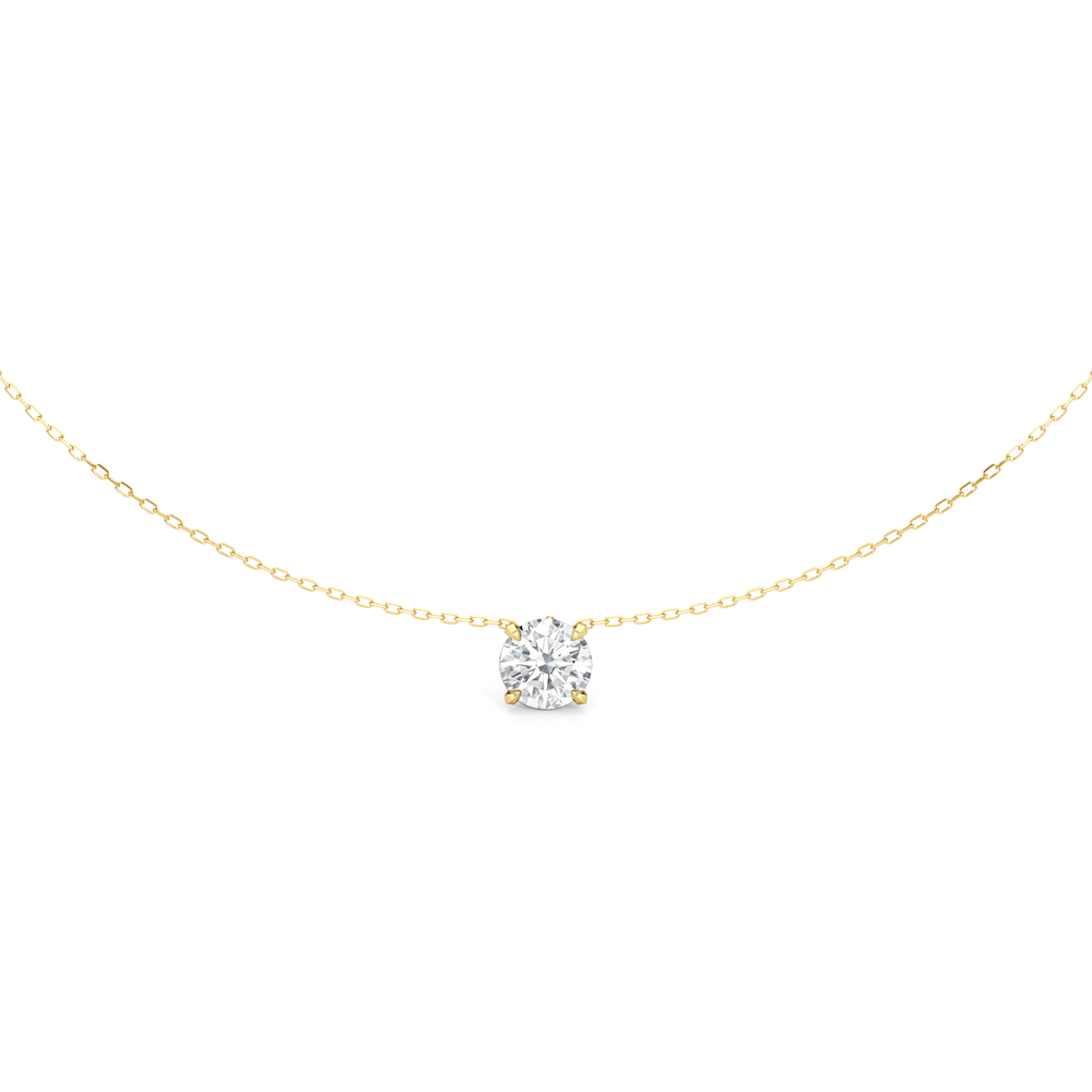 The W Classic Necklace with 14KT Yellow Gold / Lab / 2 Cut Diamond in 14KT Yellow Gold / Lab / 2 view 5
