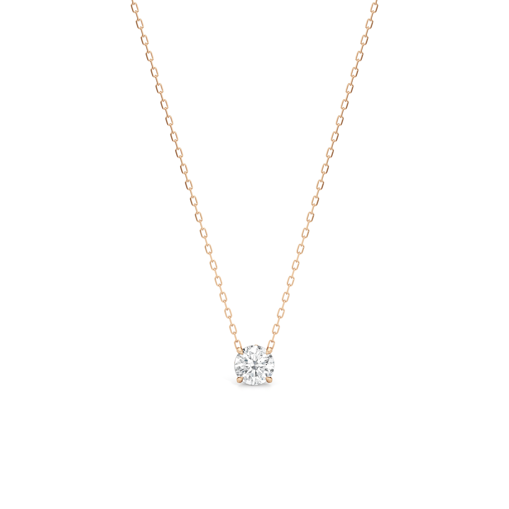 The W Classic Necklace with 14KT Rose Gold / Lab / 1 Cut Diamond in 14KT Rose Gold / Lab / 1 view 2
