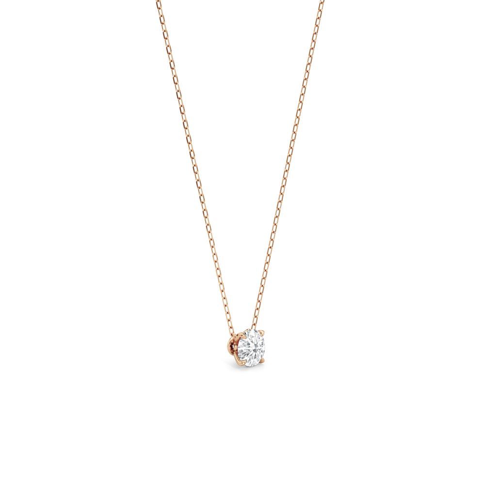 The W Classic Necklace with 14KT Rose Gold / Lab / 1 Cut Diamond in 14KT Rose Gold / Lab / 1 view 5
