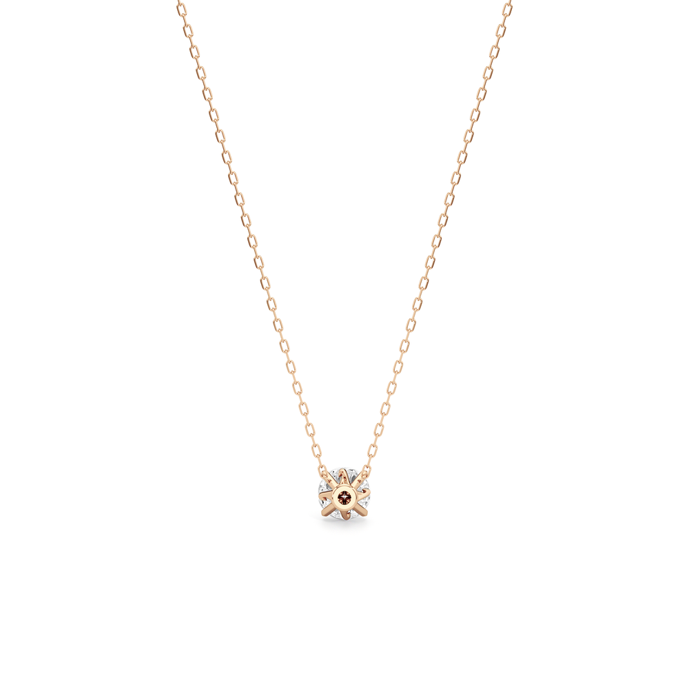 The W Classic Necklace with 14KT Rose Gold / Lab / 1 Cut Diamond in 14KT Rose Gold / Lab / 1 view 6
